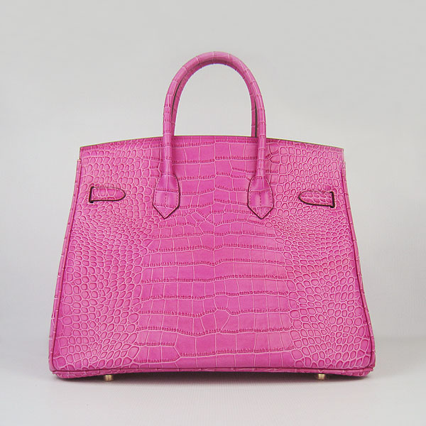 High Quality Fake Hermes Birkin 35CM Crocodile Veins Leather Bag Peach 6089 - Click Image to Close